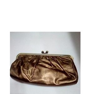 Express Clutch Metallic Copper Gold Hardware Evening Bag